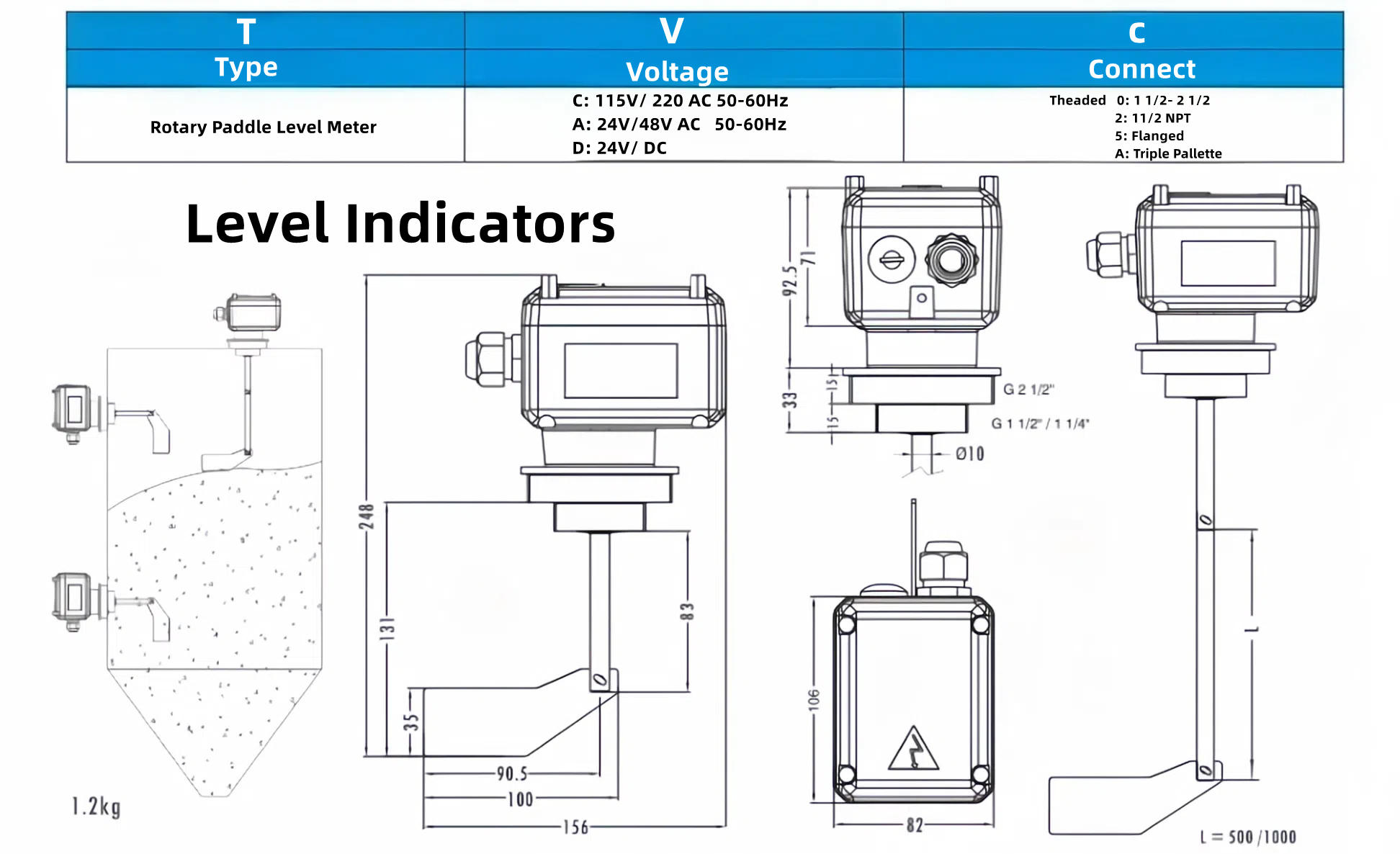 Rotary Paddle Level Meter Sensor